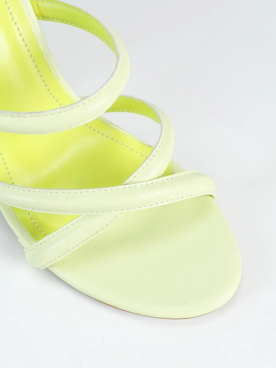 Women’s Light Yellow Leather High Heels | Minimalist Crisscross Strap Party Shoes | Pointed Toe Slender Heel for Weddings, Dates, Daily Wear