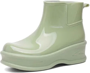 Women's Short Rain Boots Rubber Waterproof Garden Boots Elastic Slip On Insulated Rain Shoe for Outdoor Work Sole