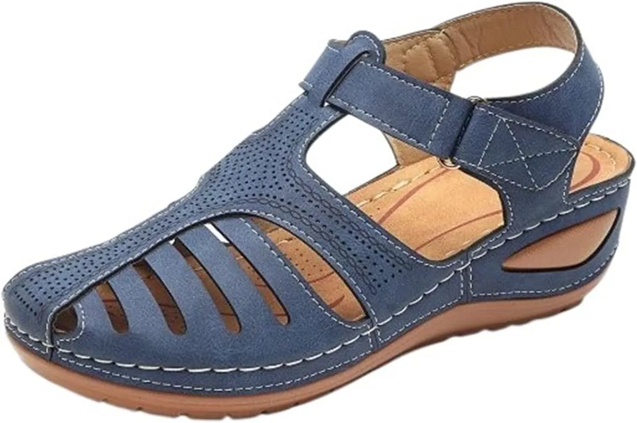 Womens Wedge Sandals Summer Closed Toe Platform Dressy Orthopedic Wedge Casual Bohemia Gladiator Wedge Shoes Comfort Ankle Strap Slip On Platform Sandals