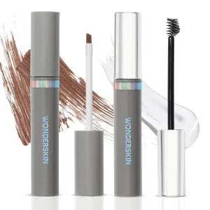 Wonderskin Wonder Blading Brow Stain & Go Masque with Brow Styler Gel, Long Lasting Eyebrow Tint and Clear Gel, Volumizing and Smudge Proof (Brunette)