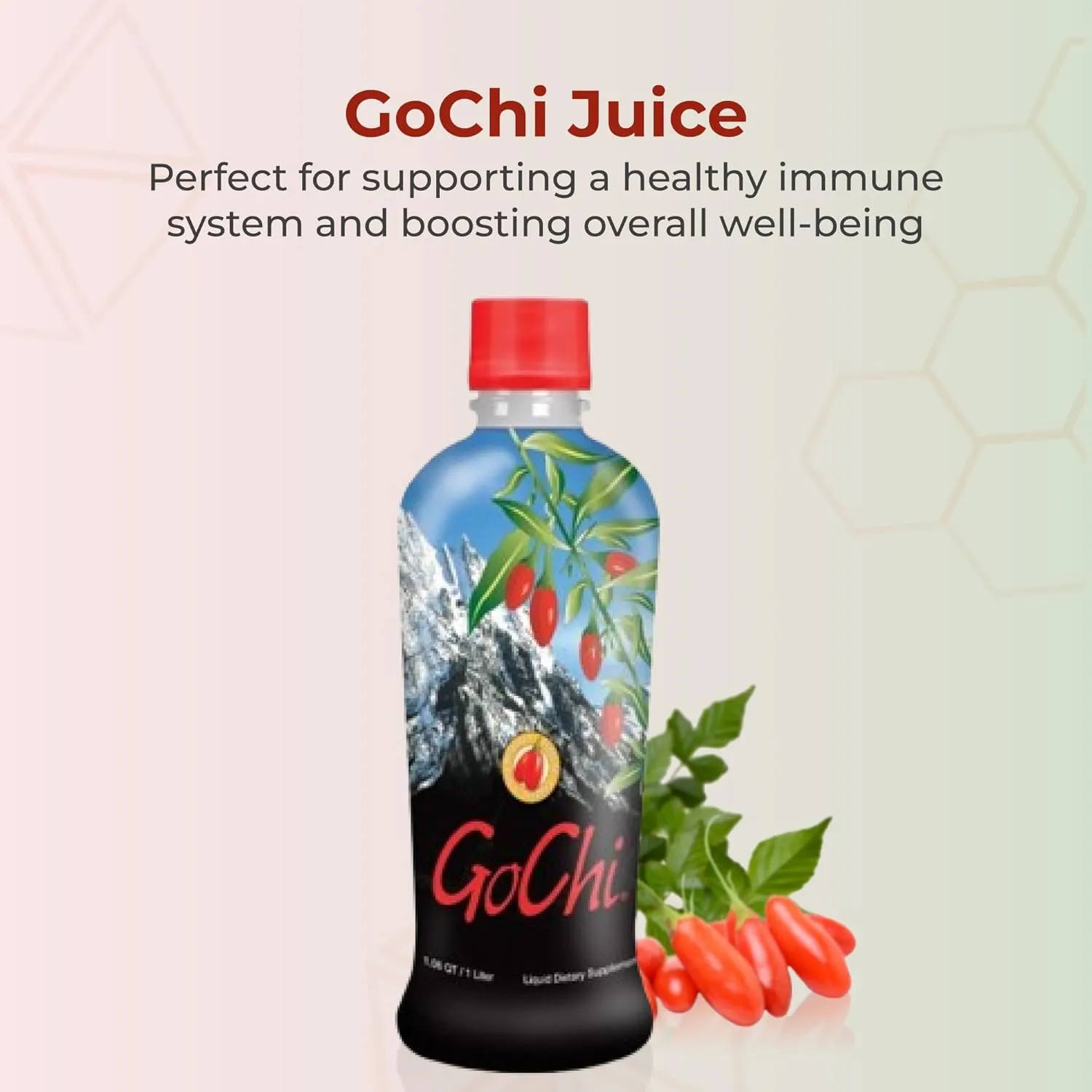 Youngevity GoChi Himalayan Goji Juice Advanced Spectral Signature LBP Process Antioxidant-Rich Goji, Pomegranate, Grape Juice Immune and Energy Support 1 Liter Bottle No Sugar Added (Pack of 2)