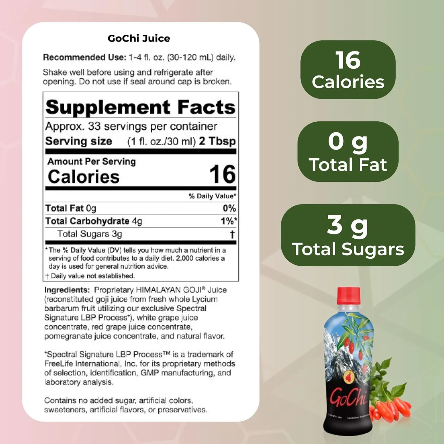 Youngevity GoChi Himalayan Goji Juice Advanced Spectral Signature LBP Process Antioxidant-Rich Goji, Pomegranate, Grape Juice Immune and Energy Support 1 Liter Bottle No Sugar Added (Pack of 2)