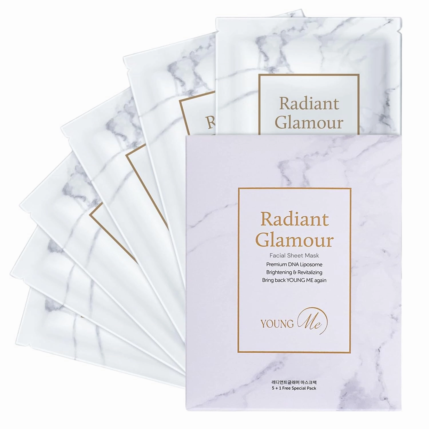 YoungMe Radiant Glamour Korean Sheet Mask – Rejuvenating & Hypoallergenic Facial Mask for All Skin Types | 25g x 6 Sheets