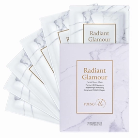 YoungMe Radiant Glamour Korean Sheet Mask – Rejuvenating & Hypoallergenic Facial Mask for All Skin Types | 25g x 6 Sheets