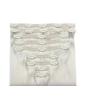 Zala Clip In Hair Extensions - 100% Human Hair - Easy Install & Natural Full Head of Remy Hair Extensions - Gain Volume & Length Instantly - 9 Piece Clip-in Set in Ice Queen Blonde (230g / 24 inch)