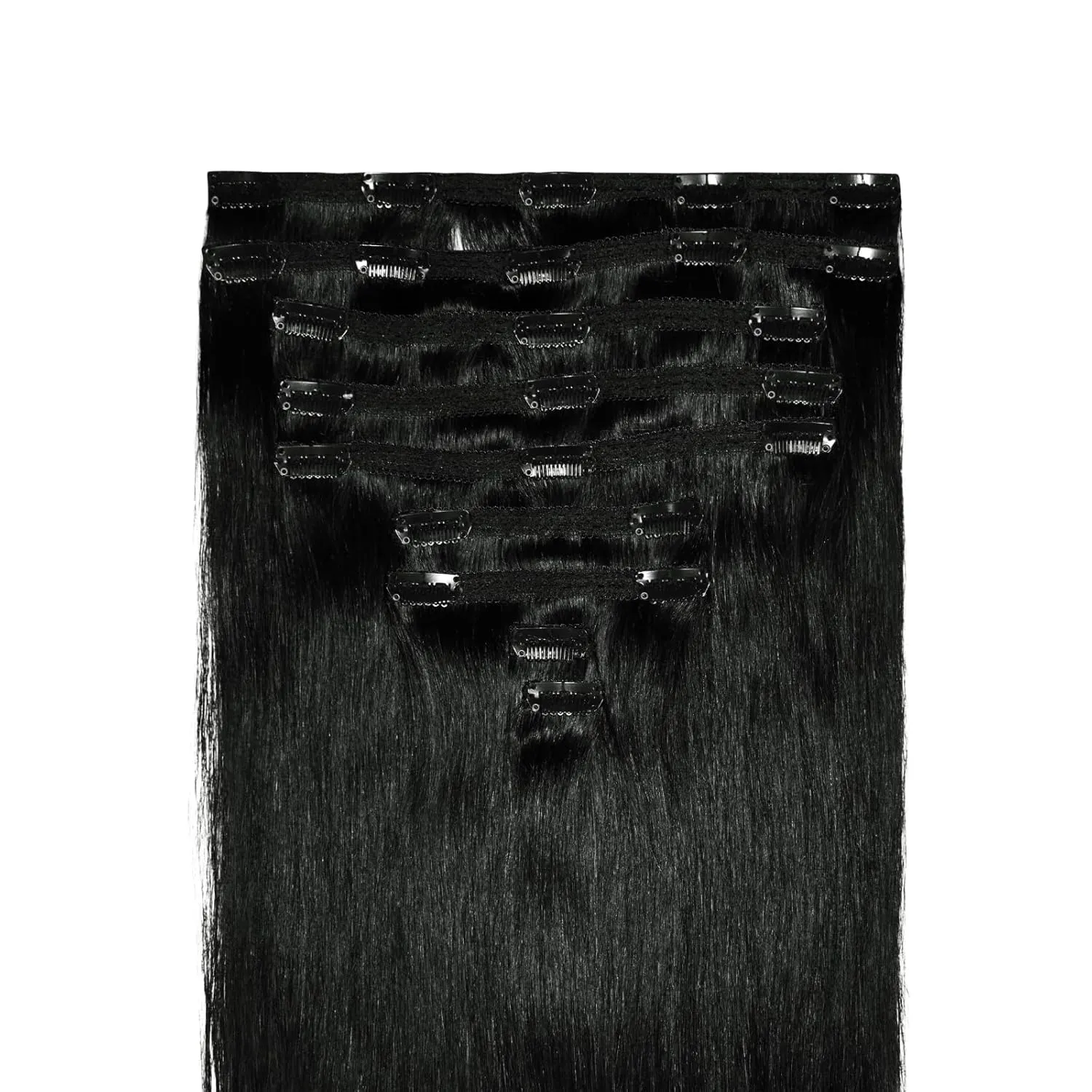 Zala Clip In Hair Extensions - 100% Human Hair - Easy Install & Natural Full Head of Remy Hair Extensions - Gain Volume & Length Instantly - 9 Piece Clip-in Set in Jet Black (285g / 30 inch)