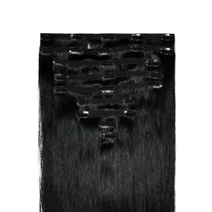 Zala Clip In Hair Extensions - 100% Human Hair - Easy Install & Natural Full Head of Remy Hair Extensions - Gain Volume & Length Instantly - 9 Piece Clip-in Set in Jet Black (285g / 30 inch)