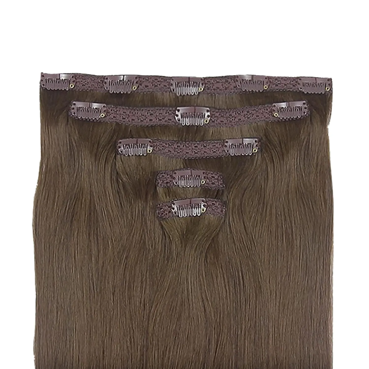 Zala Clip In Hair Extensions - 100% Remy Human Hair - Natural, Silky & Straight Discreet Clip in Extensions - Blend Easy into Natural Hair - 5 Piece Set, in Chestnut Brown (85g / 16 inch)