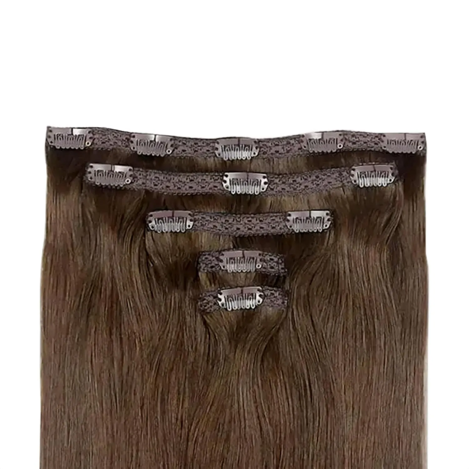 Zala Clip In Hair Extensions - 100% Remy Human Hair - Natural, Silky & Straight Discreet Clip in Extensions - Blend Easy into Natural Hair - 5 Piece Set, in Rich Mocha (100g / 20 inch)