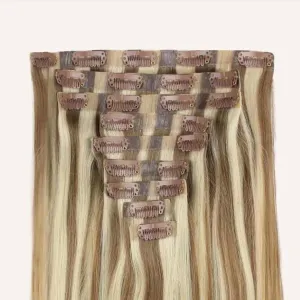 Zala Real Human Hair Clip-In Hair Extensions - Seamless Clip Ins for Natural, Full Hair - Clip In Hair Extensions for Instant Volume & Length - 9 Piece Clip-in Set in Sun Kissed (190g / 20 inch)
