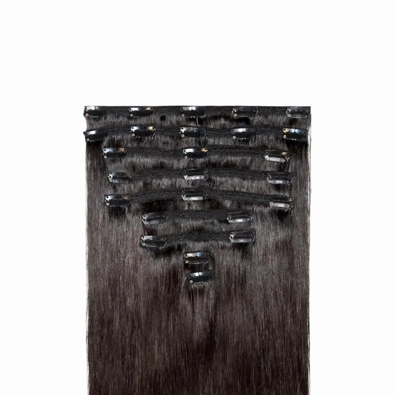 Zala Clip In Hair Extensions - 100% Human Hair - Easy Install & Natural Full Head of Remy Hair Extensions - Gain Volume & Length Instantly - 9 Piece Clip-in Set in Midnight Brown (210g / 20 inch)