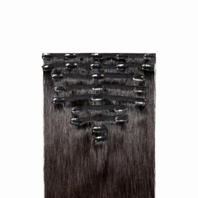 Zala Clip In Hair Extensions - 100% Human Hair - Easy Install & Natural Full Head of Remy Hair Extensions - Gain Volume & Length Instantly - 9 Piece Clip-in Set in Midnight Brown (210g / 20 inch)